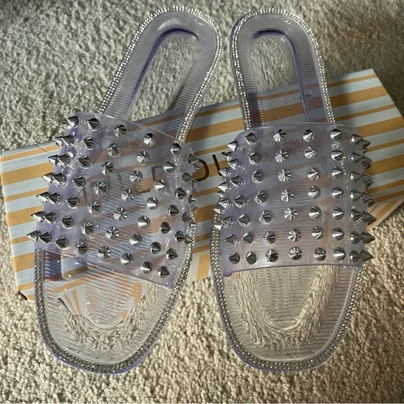 FOREVER 21 WILD DIVA LOUNGE Jacelyn Clear Studded Rhinestone PVC Sandals 10 NIB - Picture 5 of 10
